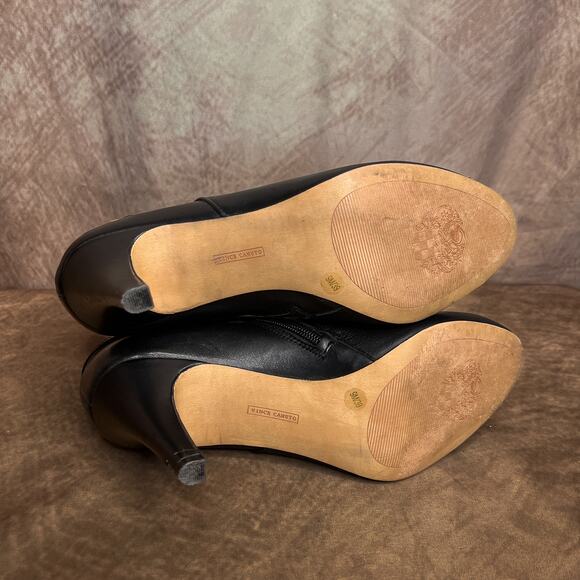 Vince Camuto Val Ankle Boots High Heel Leather Black Buckle Strap Women's 9 Y2K - Picture 5 of 11